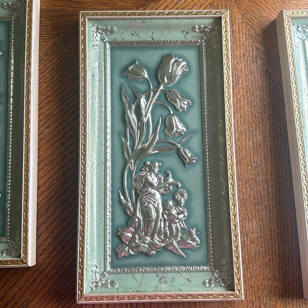 four seasons vintage relief artwork by Metcalf
